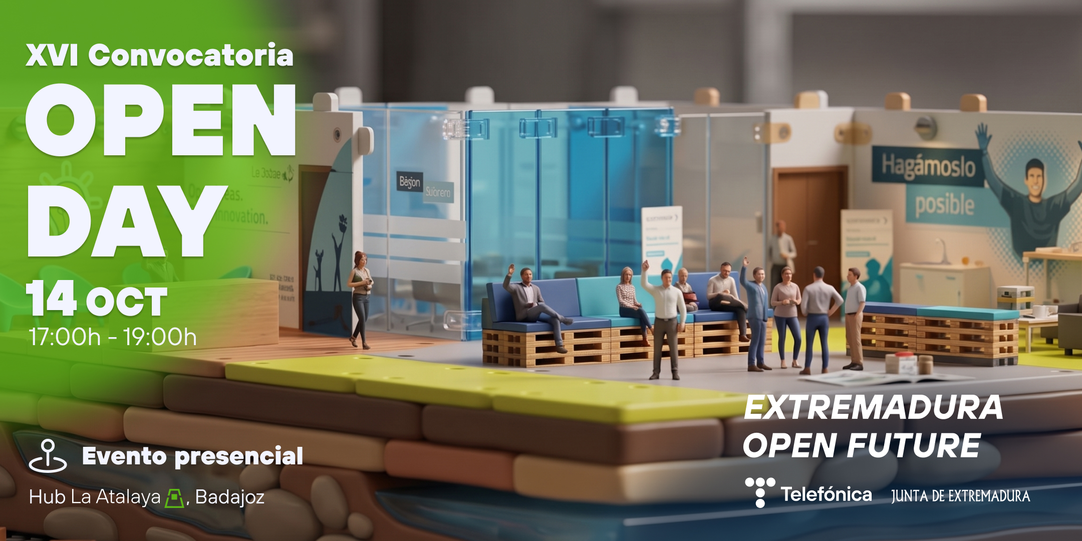 Creatividad informativa del Open Day de Extremadura Open Future de la XVI Convocatoria.